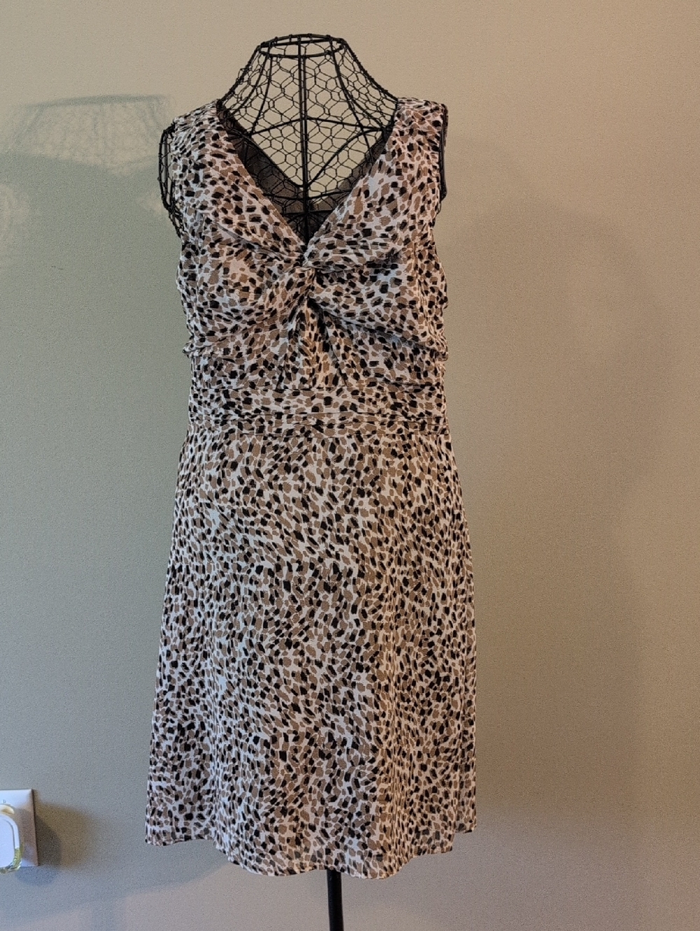 Mexx Tan Sleeveless Dress with Knot Front